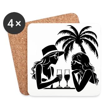 Mädels Urlaub Palmen - Untersetzer (4er-Set) - Weiß - Vorne