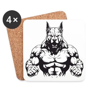 Dog Bodybuilding - Coasters (set of 4) - white - Front