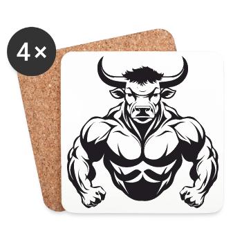 Bulle Muskeln Stier - Untersetzer (4er-Set) - Weiß - Vorne