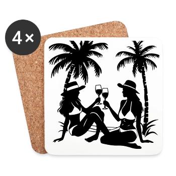 Mädels Urlaub Palmen - Untersetzer (4er-Set) - Weiß - Vorne