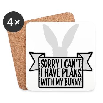 Sorry I Can't I Have Plans With My Bunny Hase Logo - Untersetzer (4er-Set) - Weiß - Vorne