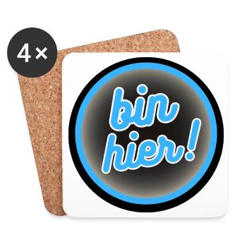 Bin Hier! Neon Kreis Badge - Untersetzer (4er-Set) - Weiß - Vorne
