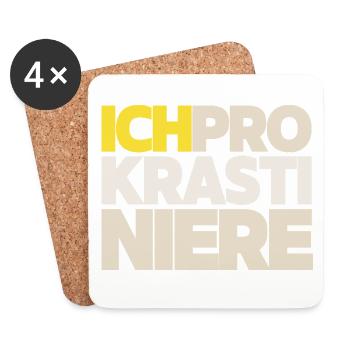 Prokrastinieren Block Typo Collage - Untersetzer (4er-Set) - Weiß - Vorne