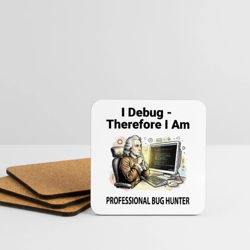 Retro Scholar at Coding Console - light background Coasters (set of 4)
