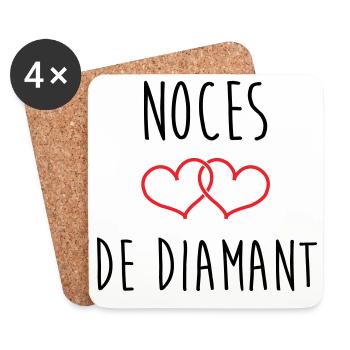Wedding Anniversary - Diamond Wedding (60 years) - Coasters (set of 4) - white - Front