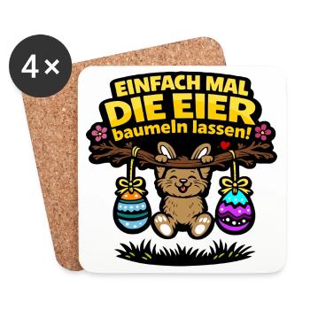 Einfach mal die Eier baumeln lassen Hase Ostern - Untersetzer (4er-Set) - Weiß - Vorne