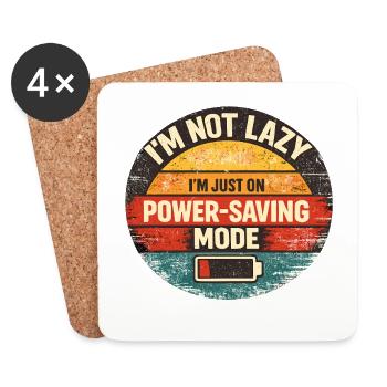 Power-Saving Mode Spruch - Untersetzer (4er-Set) - Weiß - Vorne