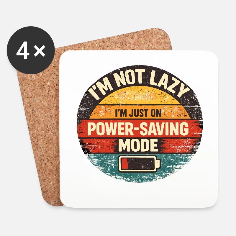 Power-Saving Mode Spruch - Untersetzer (4er-Set) - Weiß