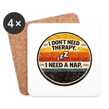 Retro Nap Humor Circle Badge - Coasters (set of 4) - white - Front