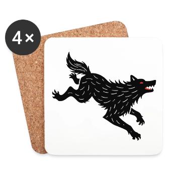 Black wolf runs - Coasters (set of 4) - white - Front