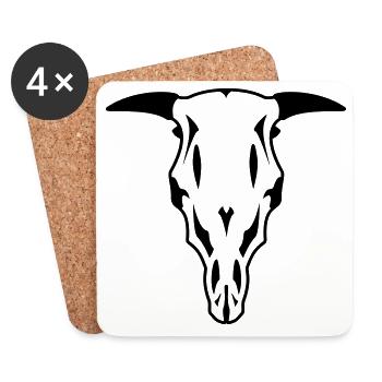 Crâne de taureau - Dessous de verre (lot de 4) - blanc - Devant