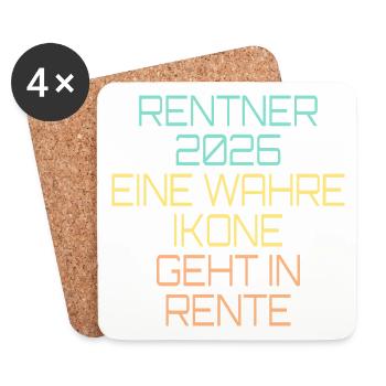 Rentner 2026 Ikone Rente - Untersetzer (4er-Set) - Weiß - Vorne