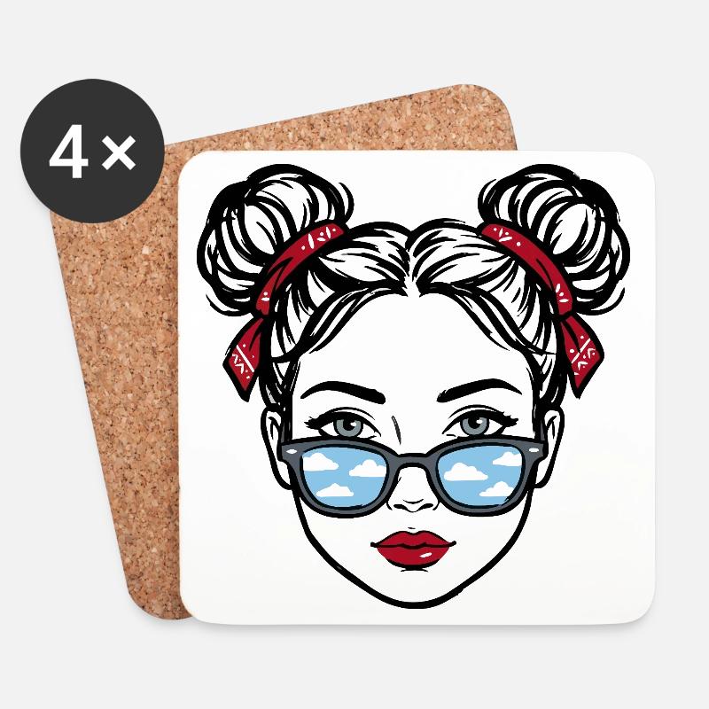 Cloud Reflex Eyeglass Girl Pop Art - Coasters (set of 4) - white