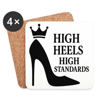 High Heels High Standards: Power-Statement Queen - Untersetzer (4er-Set) - Weiß - Vorne