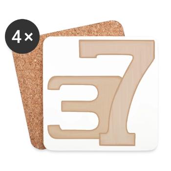 37 Numeral Art in Peach - Coasters (set of 4) - white - Front