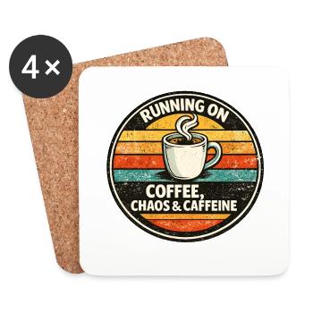 Coffee Chaos & Caffeine Retro - Coasters (set of 4) - white - Front