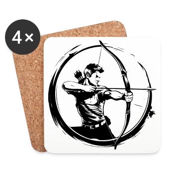 Silhouette de l’homme tireur à l’arc - Dessous de verre (lot de 4) - blanc - Devant