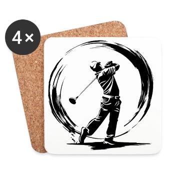 Golfer Mann Silhouette - Untersetzer (4er-Set) - Weiß - Vorne