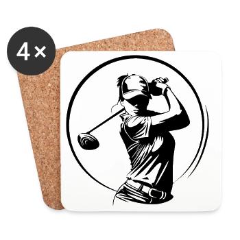 Golfer Frau Silhouette - Untersetzer (4er-Set) - Weiß - Vorne