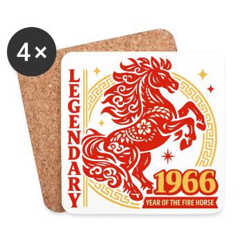 1966 Fire Horse Legend 60th Birthday Gift - Coasters (set of 4) - white - Front