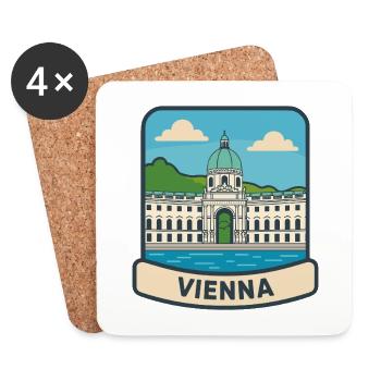 Vienna Austria Hofburg Palac Retro Travel Badge - Coasters (set of 4) - white - Front