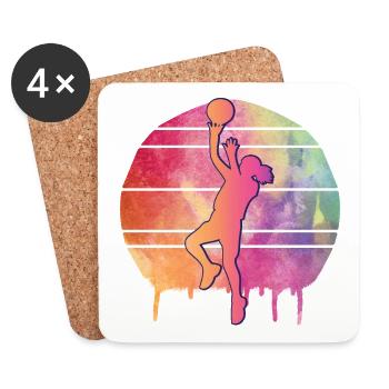 Basketball Player Watercolor - Coasters (set of 4) - white - Front