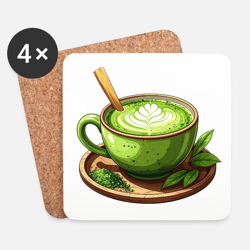 Matcha Tee - Untersetzer (4er-Set) - Weiß