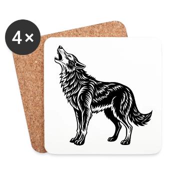 Hurlements de loup - Dessous de verre (lot de 4) - blanc - Devant
