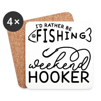Je préfère pêcher le week-end Hoker Pêcher drôle - Dessous de verre (lot de 4) - blanc - Devant
