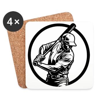 Silhouette de l’homme de baseball - Dessous de verre (lot de 4) - blanc - Devant
