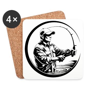 Fishing Man Silhouette - Coasters (set of 4) - white - Front