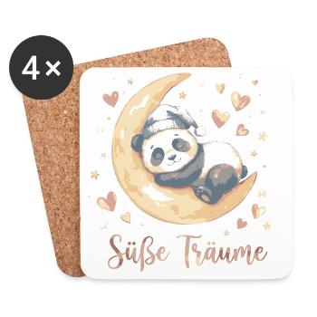 Süße Träume Panda Mond - Untersetzer (4er-Set) - Weiß - Vorne