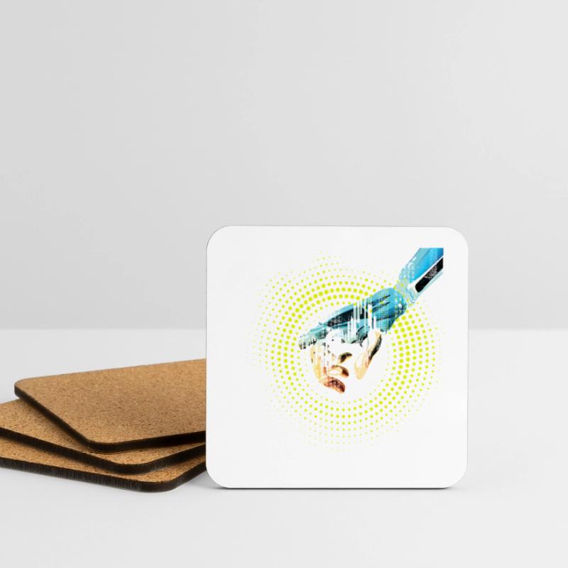 computer hand robot AI digital cyborg code pc Coasters (set of 4)