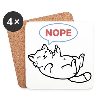 Lachende Katze Nope Mittelfinger - Untersetzer (4er-Set) - Weiß - Vorne