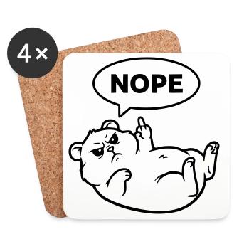 Hamster Mittelfinger Nope Outline - Untersetzer (4er-Set) - Weiß - Vorne