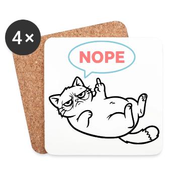 Chat Nope Bulle de Dialogue Colorée - Dessous de verre (lot de 4) - blanc - Devant