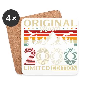 26. Geburtstag Geschenk Mann Vintage März 2000 - Untersetzer (4er-Set) - Weiß - Vorne