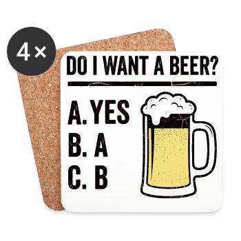 Bier Humor Shirt für Männer - Untersetzer (4er-Set) - Weiß - Vorne