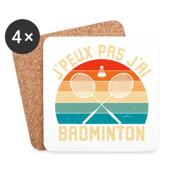 j'peux pas j'ai badminton  - Dessous de verre (lot de 4) - blanc - Devant