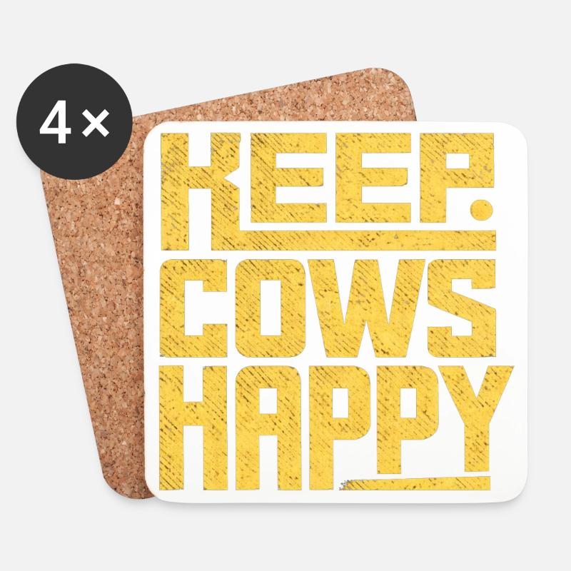Keep Cows Happy – Geschenk für Landwirte - Untersetzer (4er-Set) - Weiß