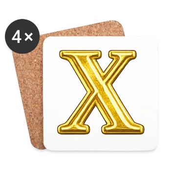 Goldenes X Emblem - Untersetzer (4er-Set) - Weiß - Vorne