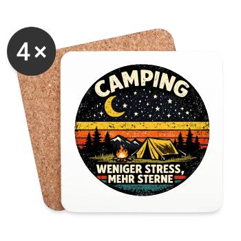 Camping, moins de stress, plus d’étoiles. - Dessous de verre (lot de 4) - blanc - Devant