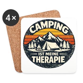 Camping ist meine Therapie - Untersetzer (4er-Set) - Weiß - Vorne