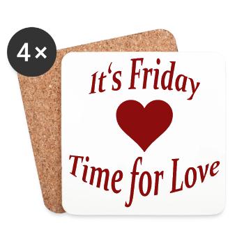 FRIDAY - TIME FOR LOVE - Coasters (set of 4) - white - Front