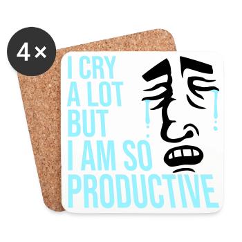 I Cry A Lot But I Am So Productive Lustig Emotion - Untersetzer (4er-Set) - Weiß - Vorne