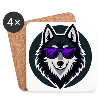 Husky glam purple glasses - Coasters (set of 4) - white - Front