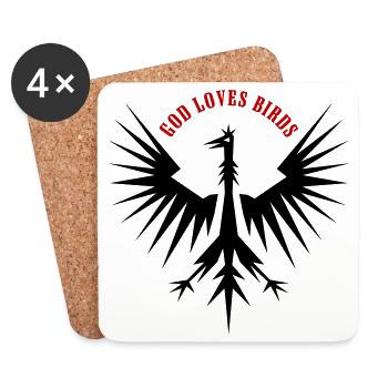 Eagle Bird Coat of Arms - God loves birds - Coasters (set of 4) - white - Front