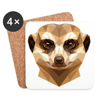 Suricate Suricate Douce Mangouste Suricate - Dessous de verre (lot de 4) - blanc - Devant