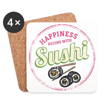 Sushi Maki Rétro Hoso Maki Vintage Japan Souvenir - Dessous de verre (lot de 4) - blanc - Devant
