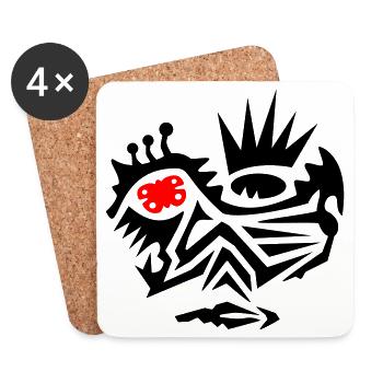 Face Tattoo Tribal with Butterfly - Coasters (set of 4) - white - Front